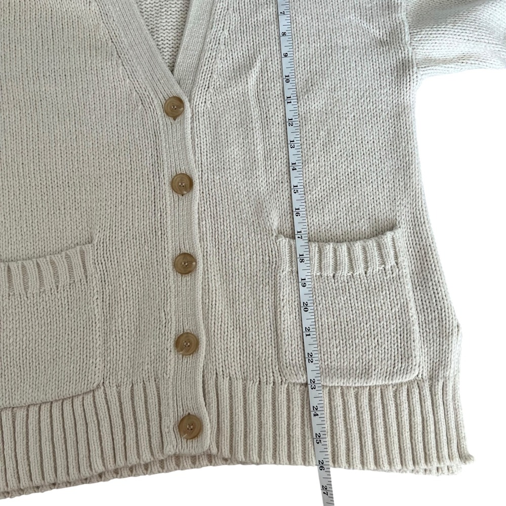Jenni Kayne Cody Chunky Cream Knit Button Cardigan Front Pockets SZ M Minimalist - Picture 14 of 15